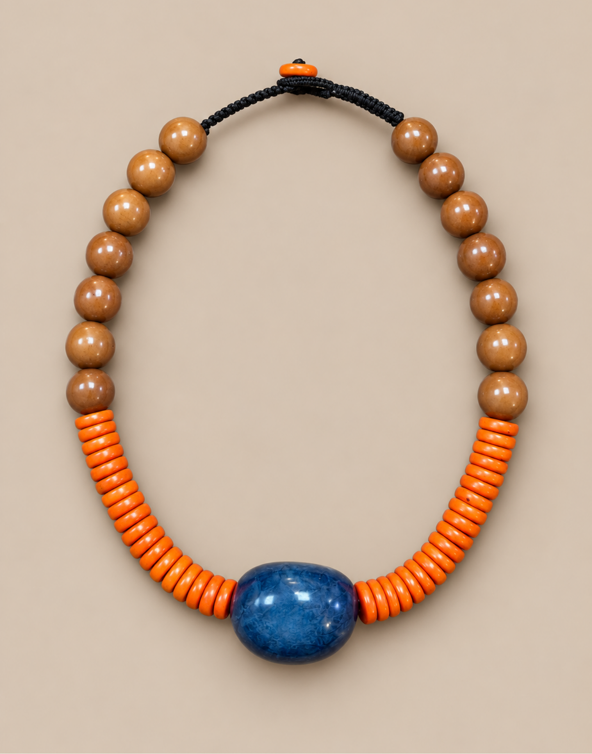 Sally Chunky Denim Blue Tagua Necklace – Handmade Vegetable Ivory Statement Necklace