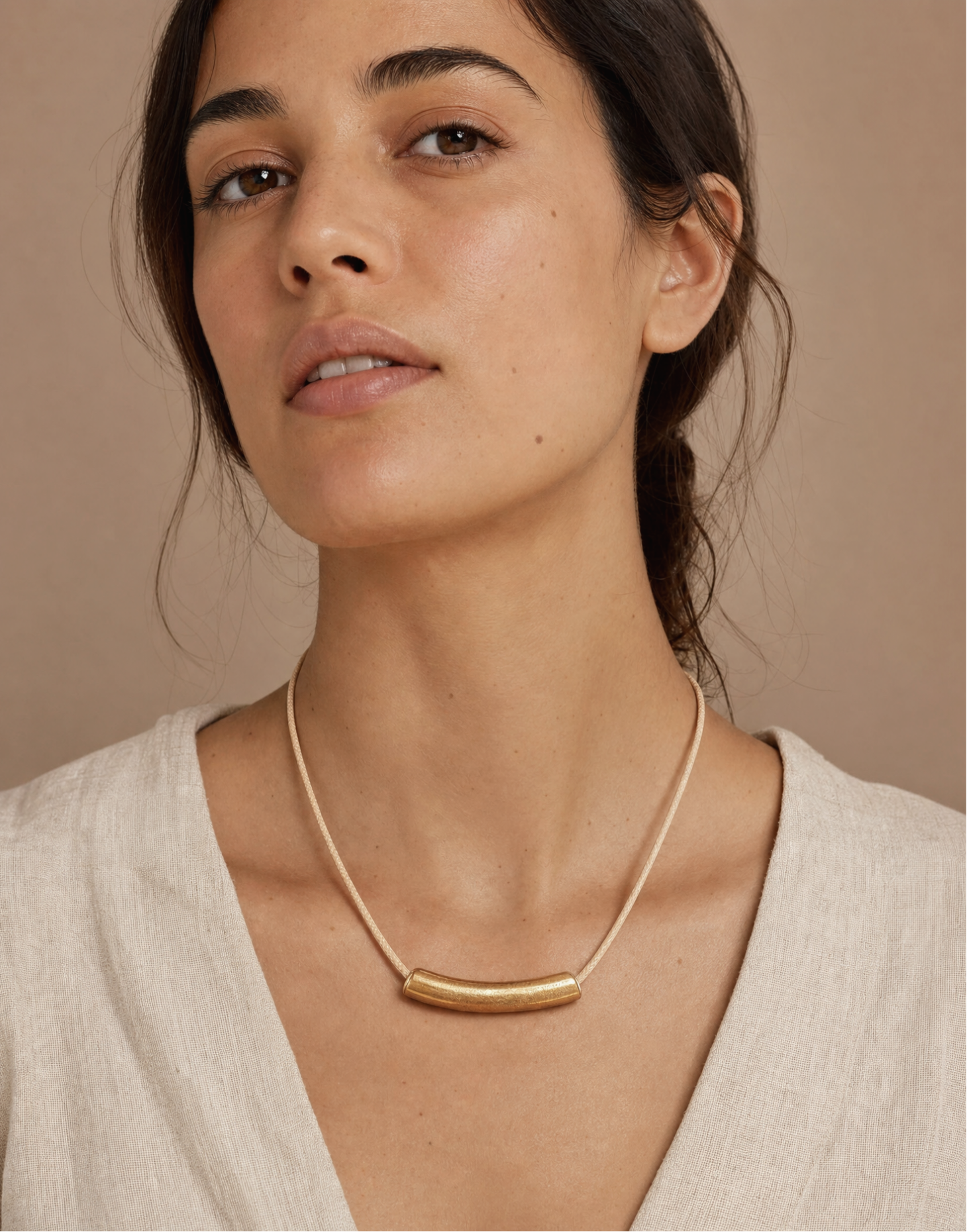 Adjustable Length Minimalist Ceramic Pendant Necklace