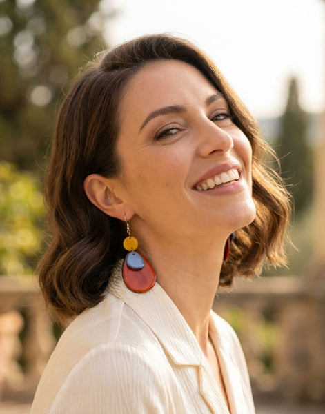 Sandra tagua Earrings - Sunset