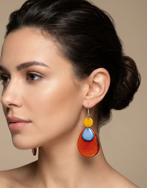 Sandra tagua Earrings - Sunset