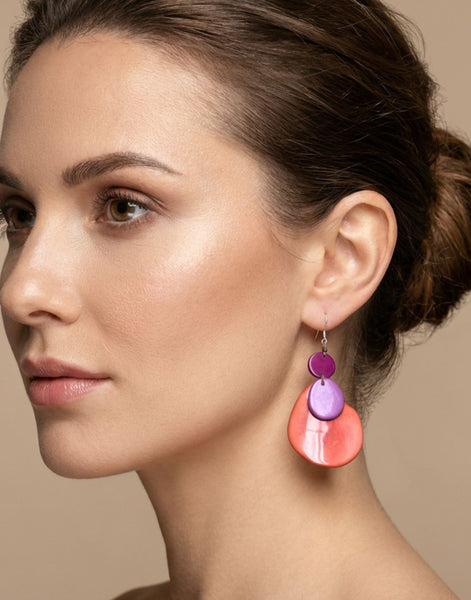 Sandra tagua Earrings -Pink Sky