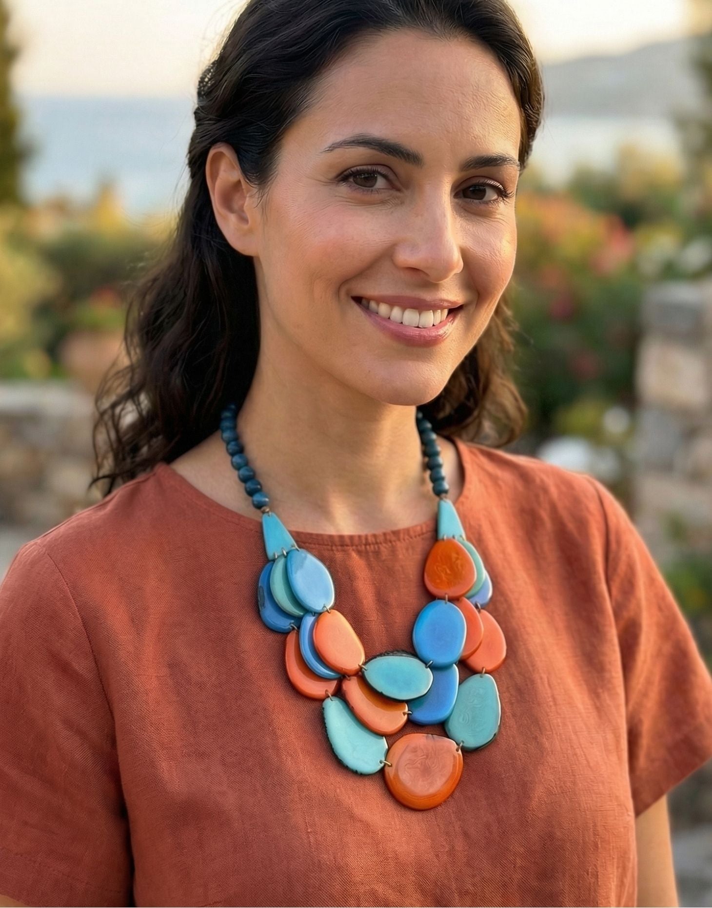 Santos Tagua Necklace - Sunset