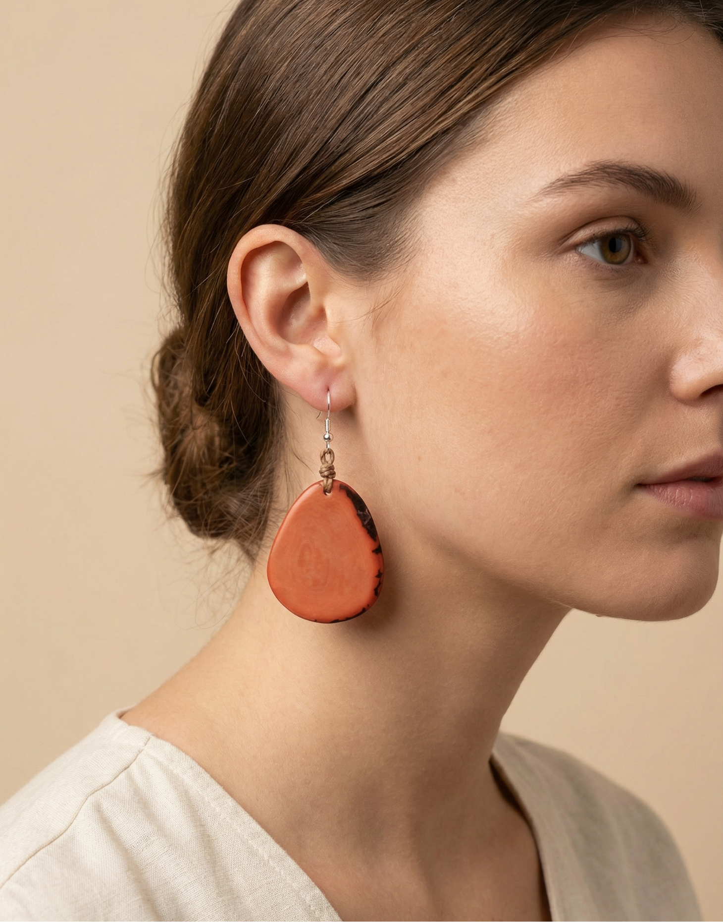 Tagua Wrapped Drop Earrings - Terracota and Fuchsia Options