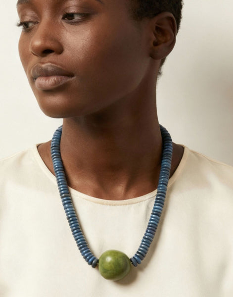 Bruna Green and Blue Tagua Necklace