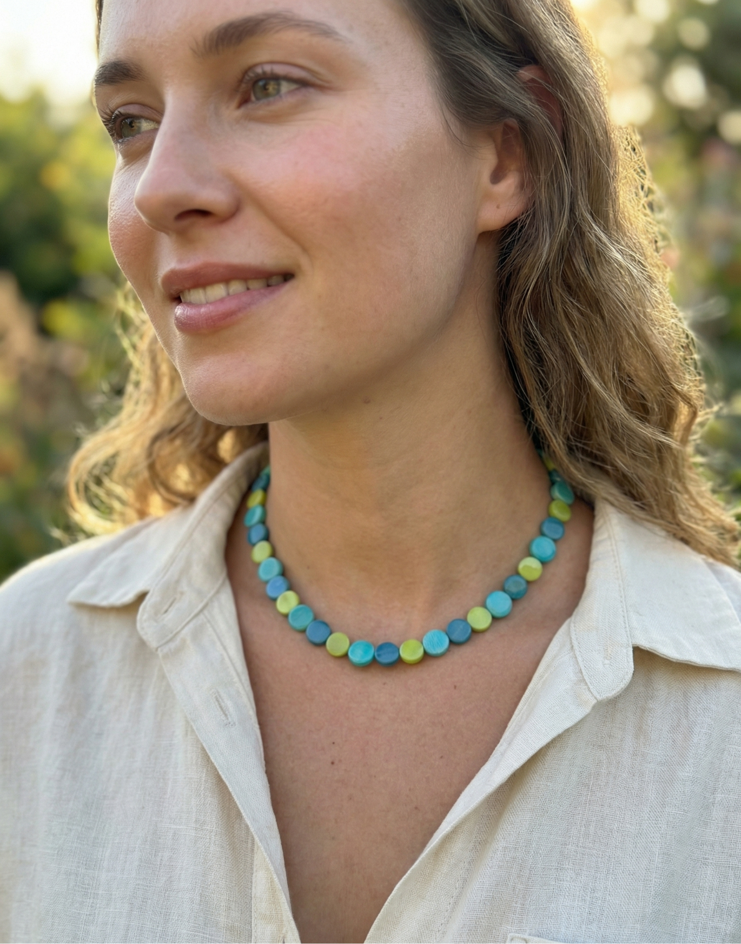 Confetti Tagua Necklace - Sea