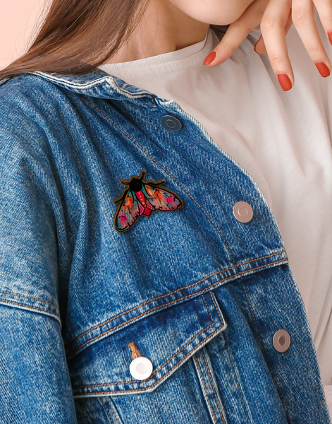 Colourful Moth Wooden Brooch – by Ilana Ewing Illustration