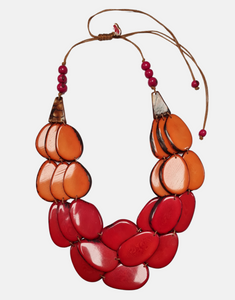 Petala Tagua Necklace - Red and Orange