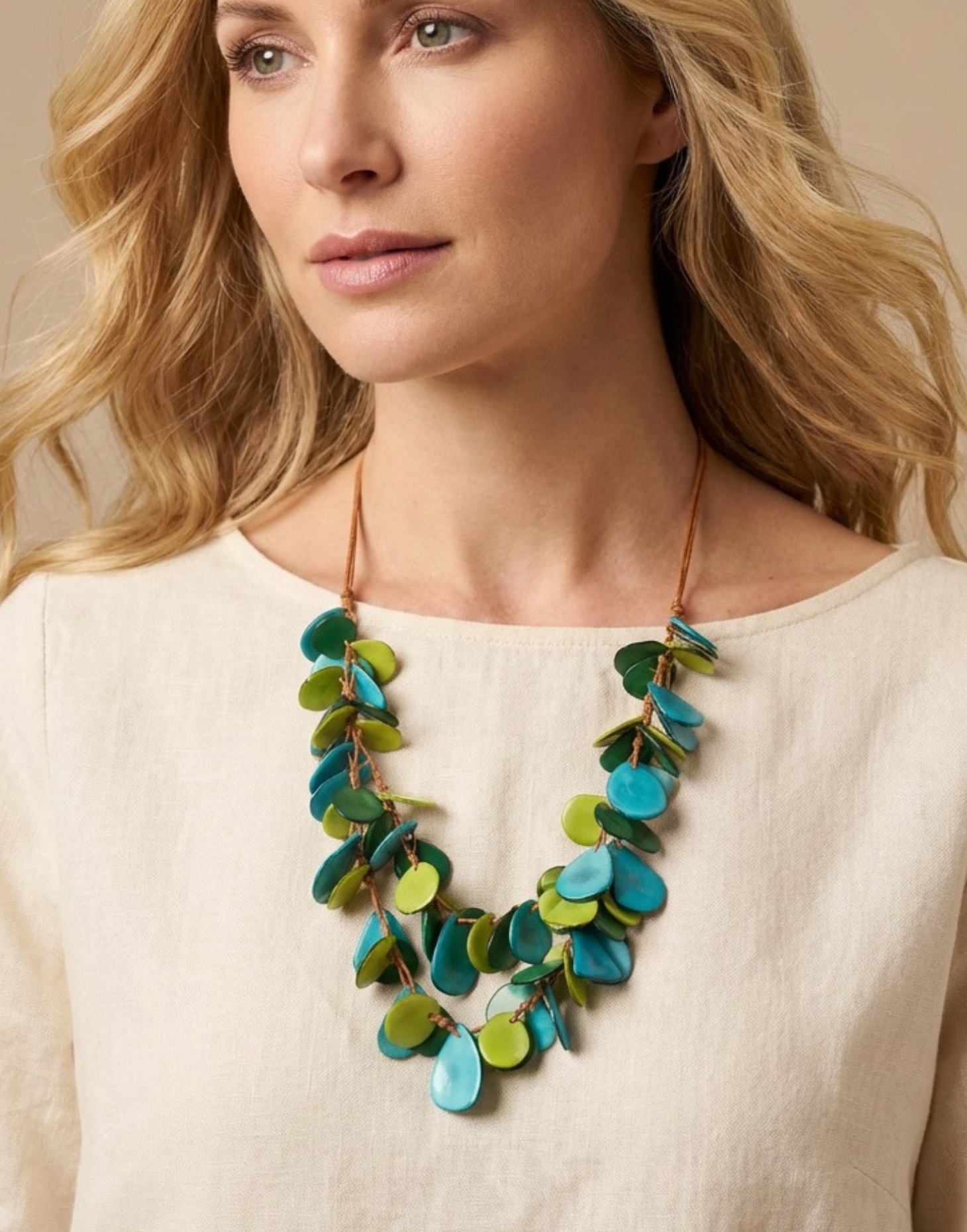 Sienna Tagua Necklace Sea