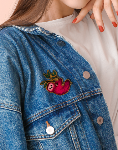 Pink Sloth Wooden Brooch – by Ilana Ewing Illustration