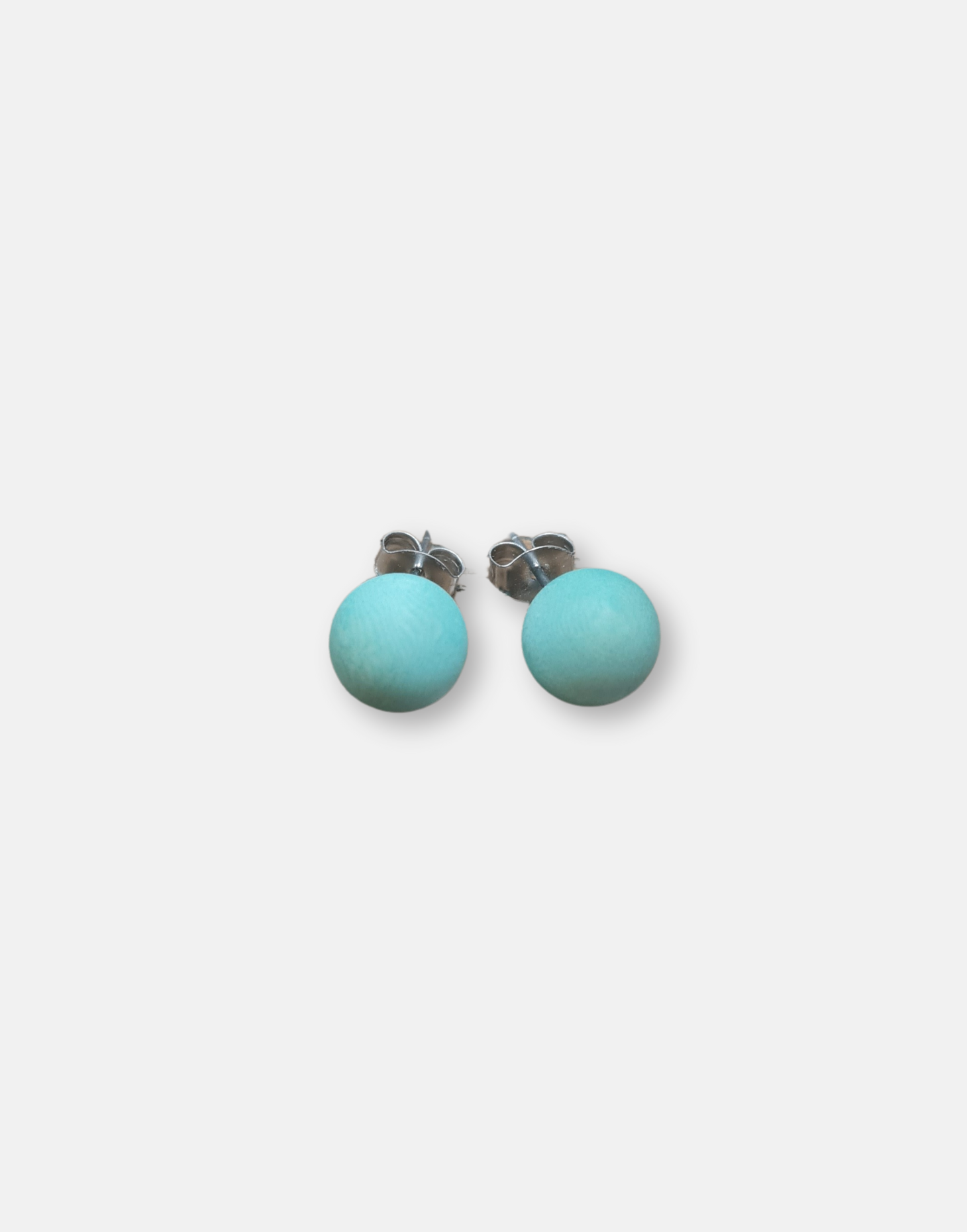 Tagua Pearl Earrings Studs - Aqua