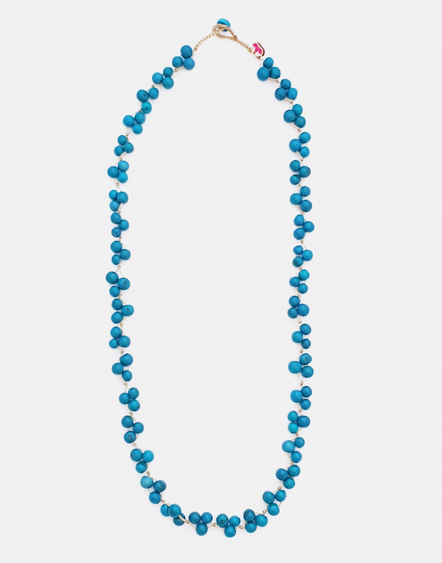 Turquoise Acai Berry Long Necklace - Cool Colours - Pretty Pink Jewellery