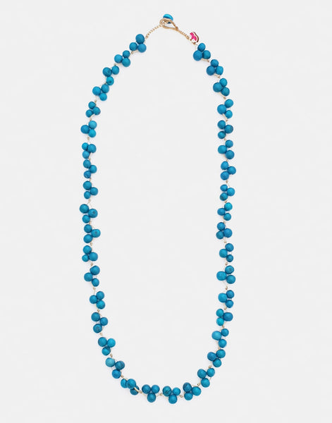 Turquoise Acai Berry Long Necklace - Cool Colours - Pretty Pink Jewellery