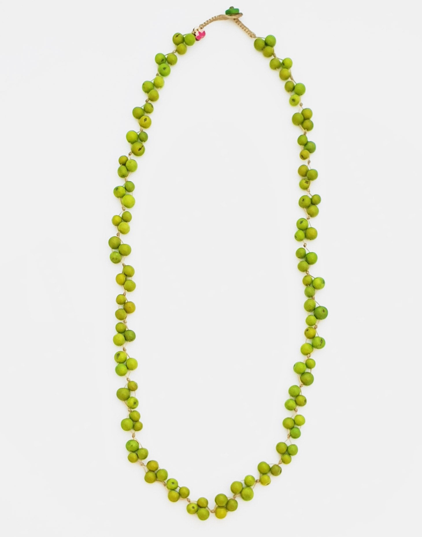 Green Acai Berry Long Necklace - Cool Colours - Pretty Pink Jewellery