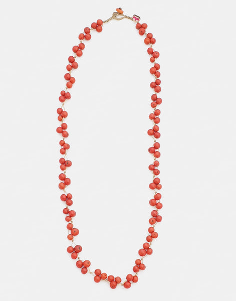 Orange Acai Berry Long Necklace - Warm Colours - Pretty Pink Jewellery