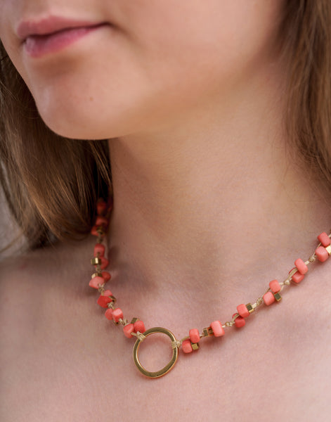 Coral Dainty Tagua Necklace - Pretty Pink Jewellery