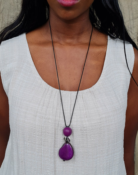 Purple Adjustable Pendant Necklace - Pretty Pink Jewellery