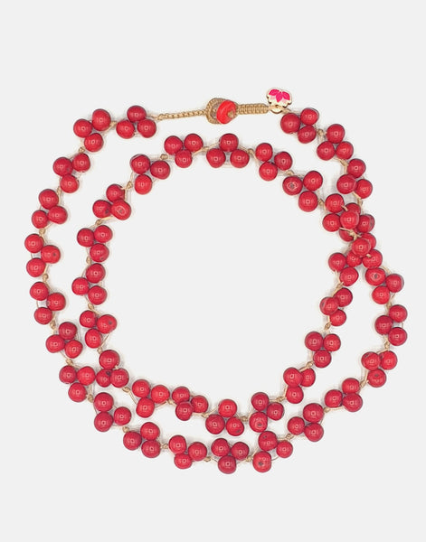 Acai Berry Long Necklace - Warm Colours - Pretty Pink Jewellery