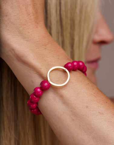Argola Brass Acai Bracelet - Fuchsia - Pretty Pink Jewellery
