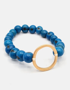 Argola Brass Acai Bracelet - Turquoise - Pretty Pink Jewellery