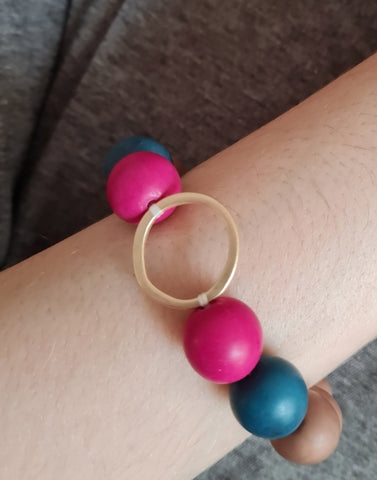 Bola Tagua Bracelet - Pink and Blue - Pretty Pink Jewellery