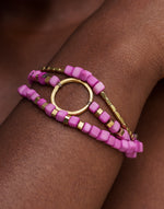 Dainty Triple Tagua Bracelet - Pink - Pretty Pink Jewellery