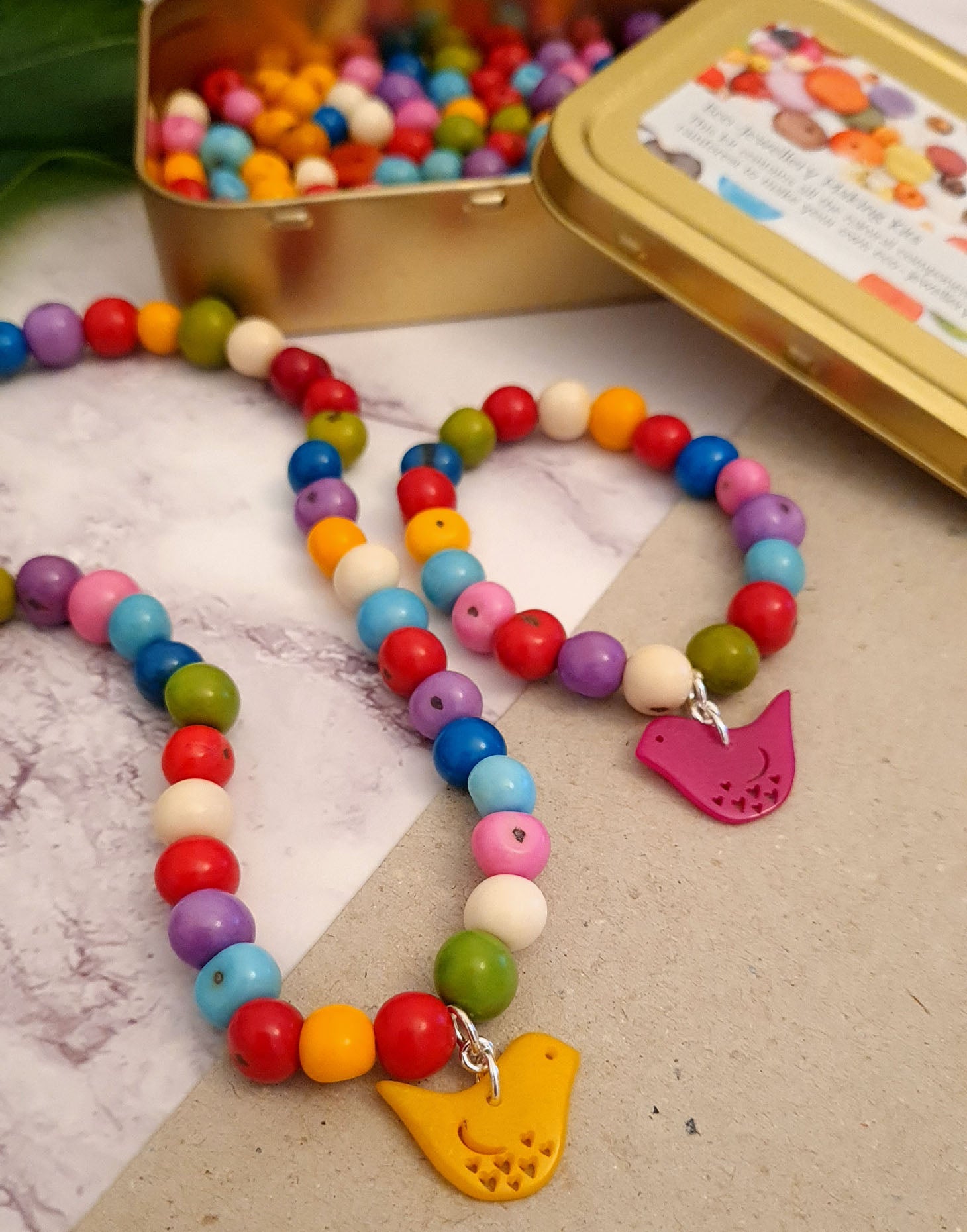Kids Eco-Jewellery Making Kit - Birds - Pretty Pink Jewellery
