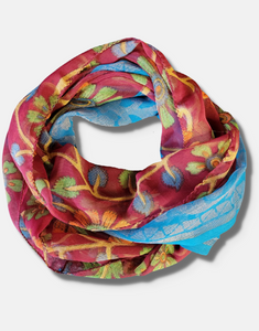 Brown Patterned with Blue Detail Infinity Scarves - Pretty Pink Jewellery