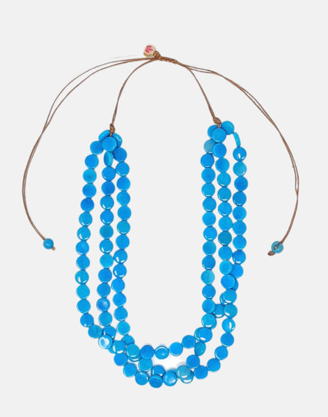 Blue Confetti Triple Tagua Necklace - Pretty Pink Jewellery
