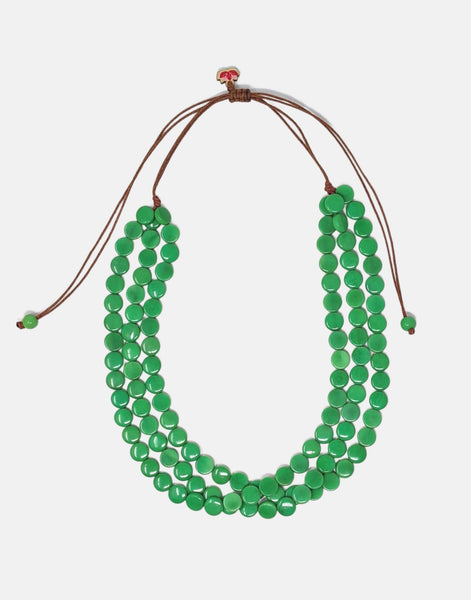 Green Confetti Triple Tagua Necklace - Pretty Pink Jewellery