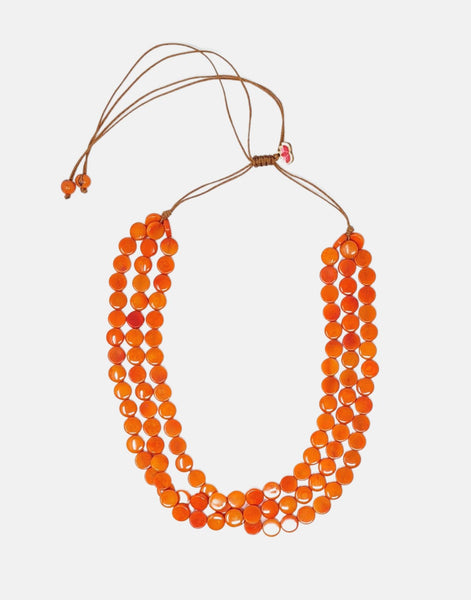 Orange Confetti Triple Tagua Necklace - Pretty Pink Jewellery