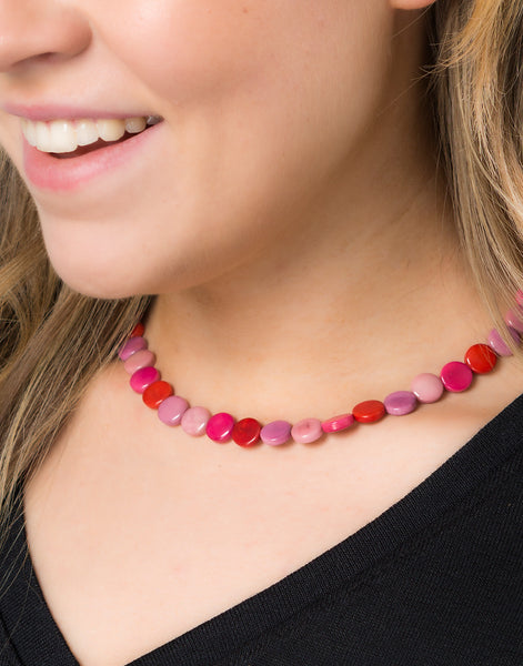 Pink Mix Confetti Tagua Necklace - Pretty Pink Jewellery