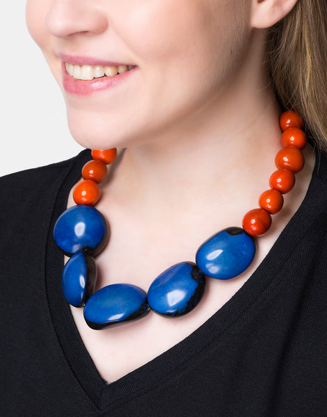 Drica Tagua Necklace - Cobalt - Pretty Pink Jewellery