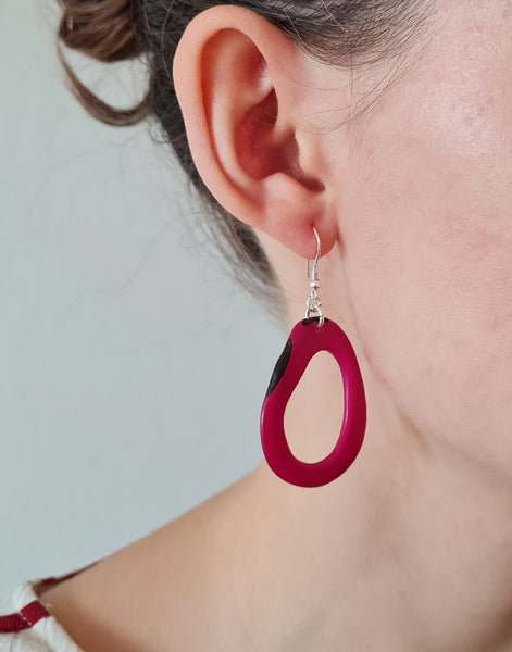 Berry Loop Tagua Nut Earring - Pretty Pink Jewellery