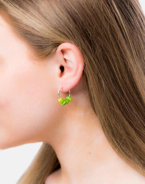 Lime Cubo Mini Silver Hoop Earrings - Pretty Pink Jewellery