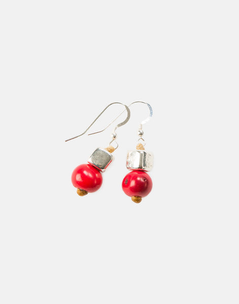 Red Acai Berry Earrings - Warm Colours - Pretty Pink Jewellery