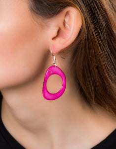 Pink Loop Tagua Nut Earring - Pretty Pink Jewellery