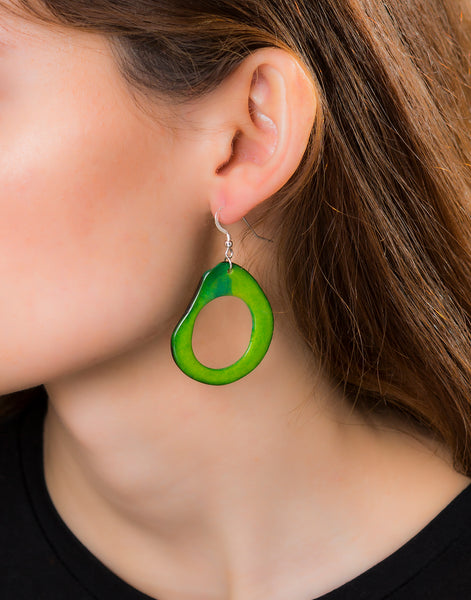 Green Loop Tagua Nut Earring - Pretty Pink Jewellery