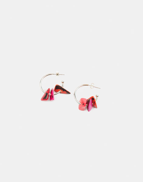 Multi Red Tapajos Tagua Earring - Pretty Pink Jewellery