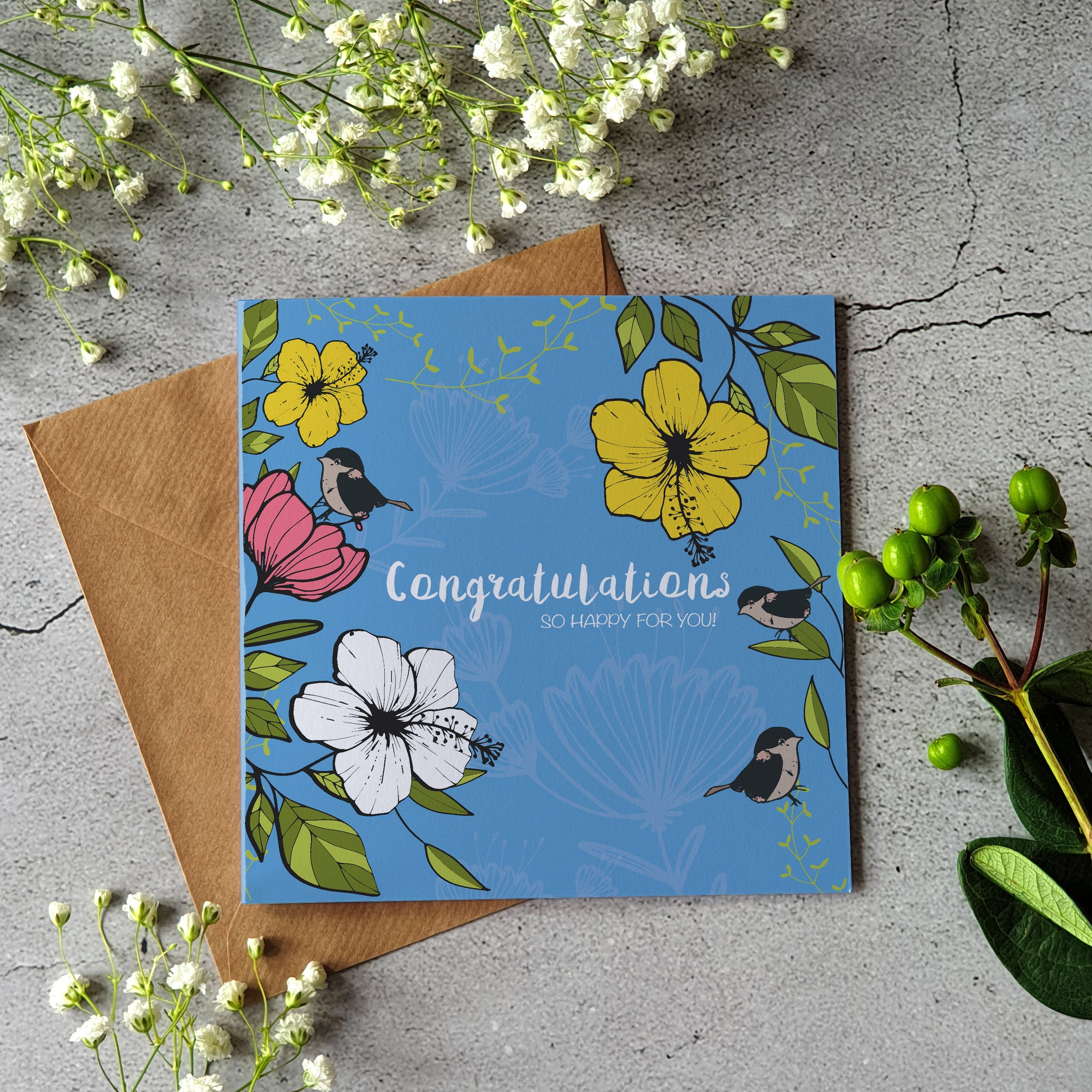 Congratulations, so happy for you greeting card