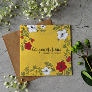 Congratulations greeting card - I'm so happy for you two - Pretty Pink Jewellery