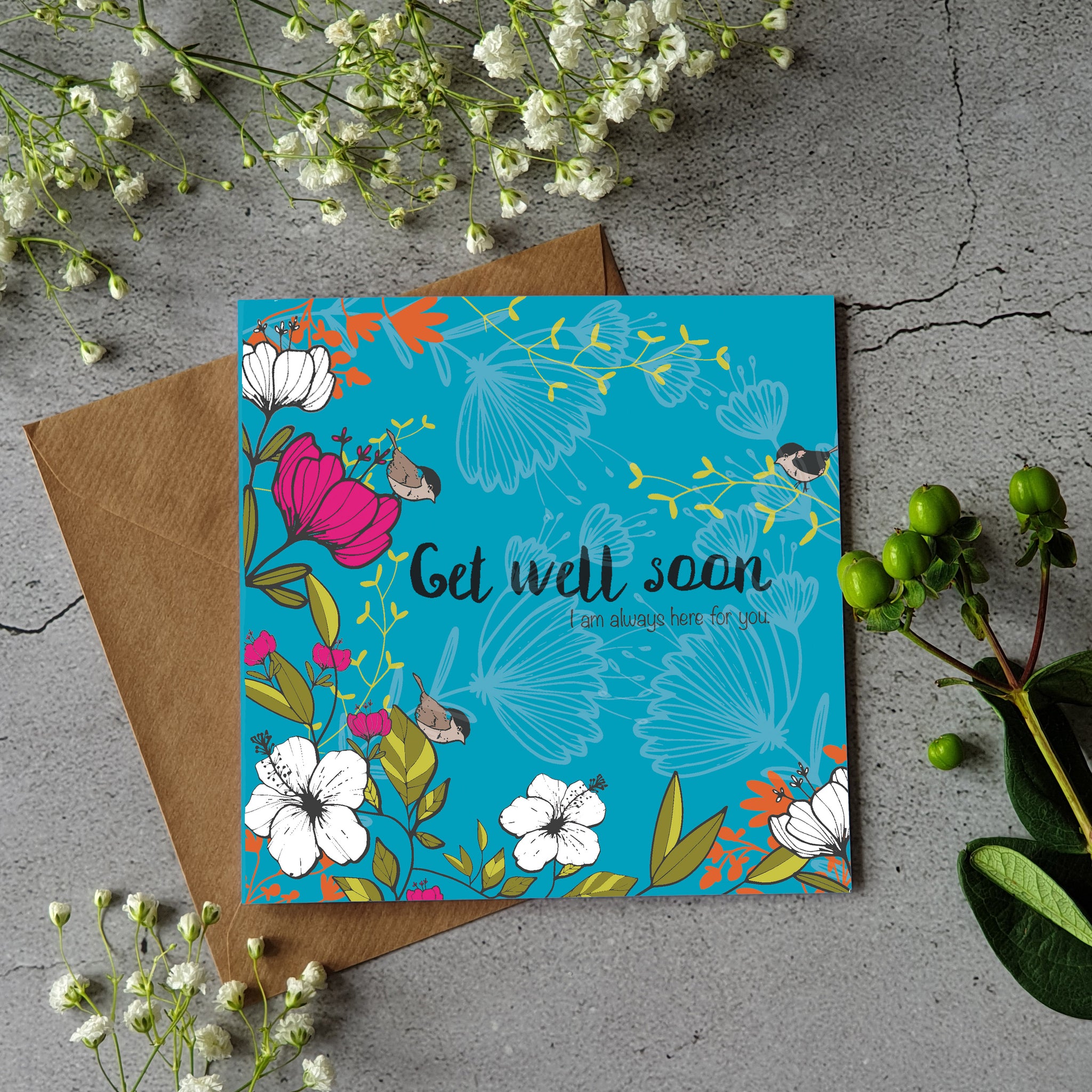 Get well soon - I'm always here for you - greeting card - Pretty Pink Jewellery