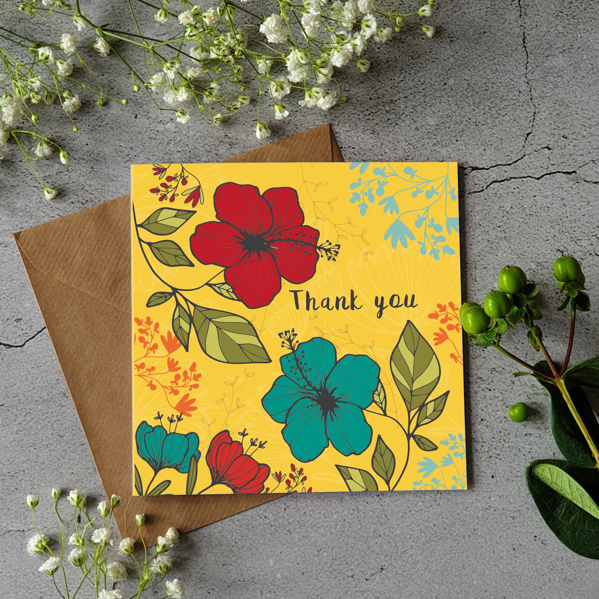 Thank You Yellow - Greeting Card - Pretty Pink Jewellery