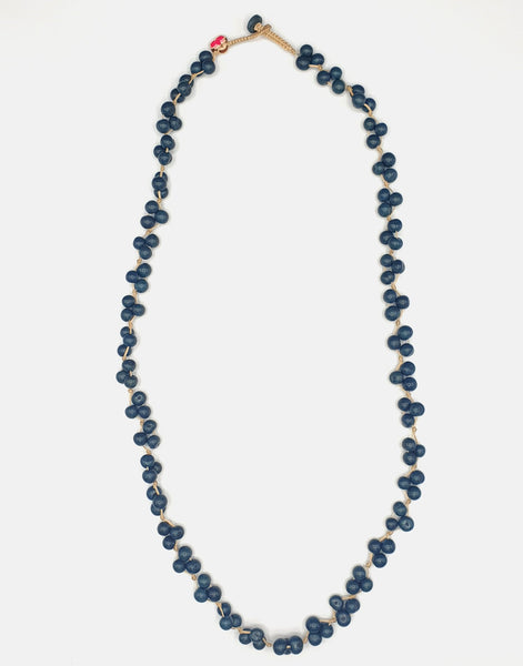 Denim Acai Berry Long Necklace - Cool Colours - Pretty Pink Jewellery