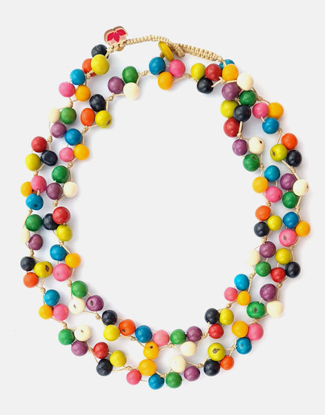 Acai Berry Long Necklace - Multicoloured - Pretty Pink Jewellery