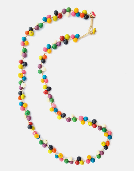 Acai Berry Long Necklace - Multicoloured - Pretty Pink Jewellery