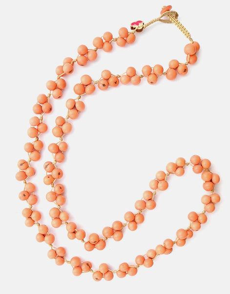 Peachy Acai Berry Long Necklace - Warm Colours - Pretty Pink Jewellery