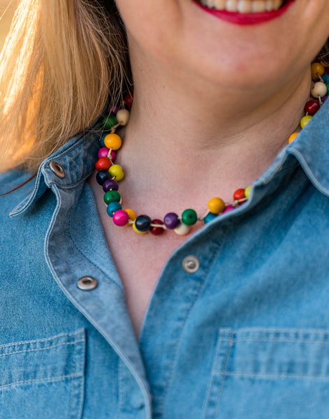 Multicoloured Acai Berry Short Necklace - Pretty Pink Jewellery