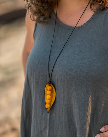 Yellow Canoinha Pod Adjustable Necklace - Pretty Pink Jewellery