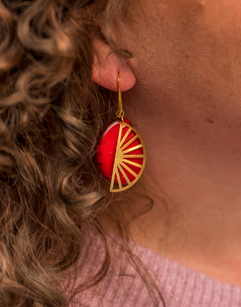 Segment Tagua Earrings - Pretty Pink Jewellery