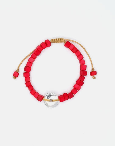 Red Leticia Mini Tagua Bracelet - Pretty Pink Jewellery